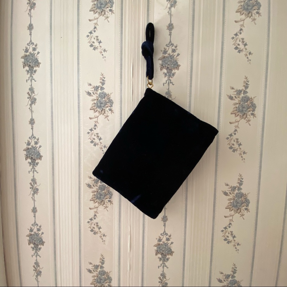 Navy Velvet-like Clutch